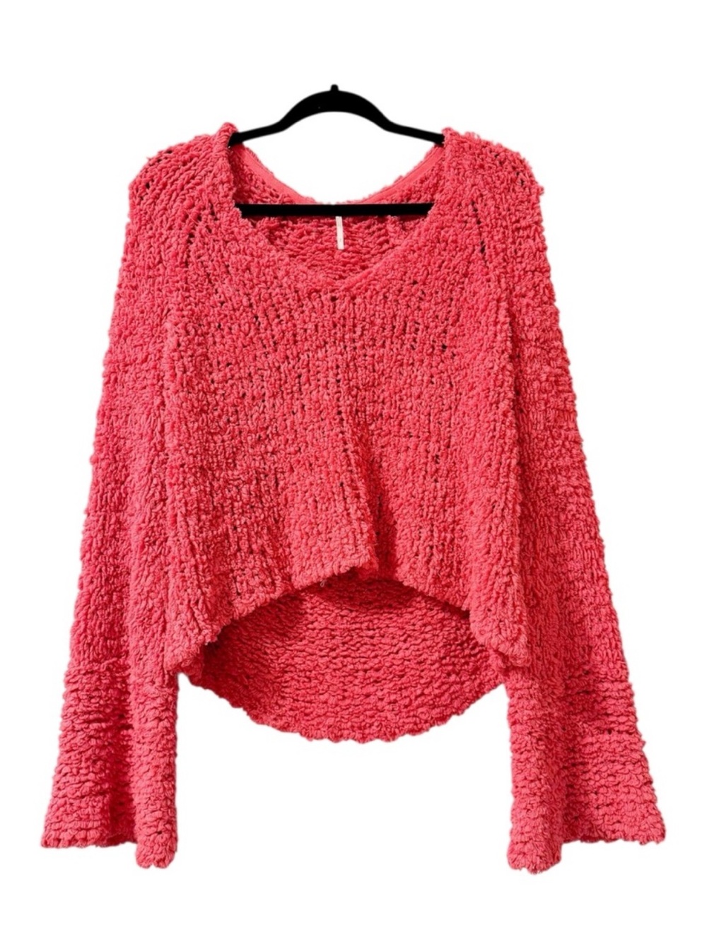 Free People Sand Dune Pullover Pink Chunky Knit Oversized Cropped Sweater Small